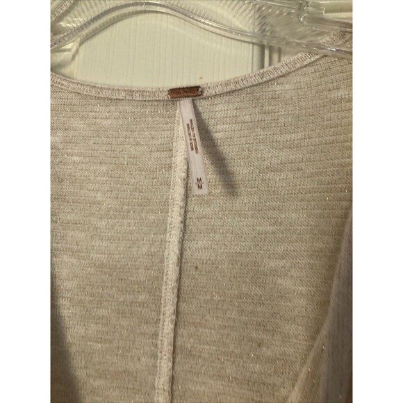 Free People Palmer Draped Metallic Long Sleeve Knit Top Womens Size Med sweater - Picture 4 of 7